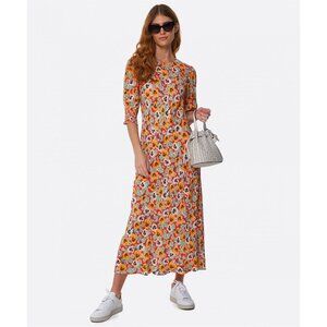 NWOT Rixo Jess puff sleeve pansy print midi midaxi dress
